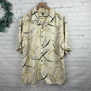 TOMMY BAHAMA Washable 100% Silk Men's Shirt Frond Pattern Size large